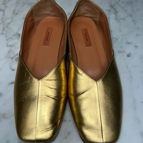 Gold Leather Women's Shoes - Picture 4 of 7